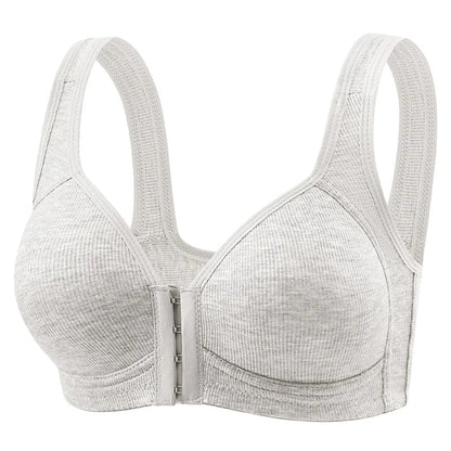 Women's Bra Pure Cotton Front Button Bra Anti Sagging No Steel Ring Comfortable Fabric Middle-aged Elderly Mothers' Underwear - A-1 Thread Vault