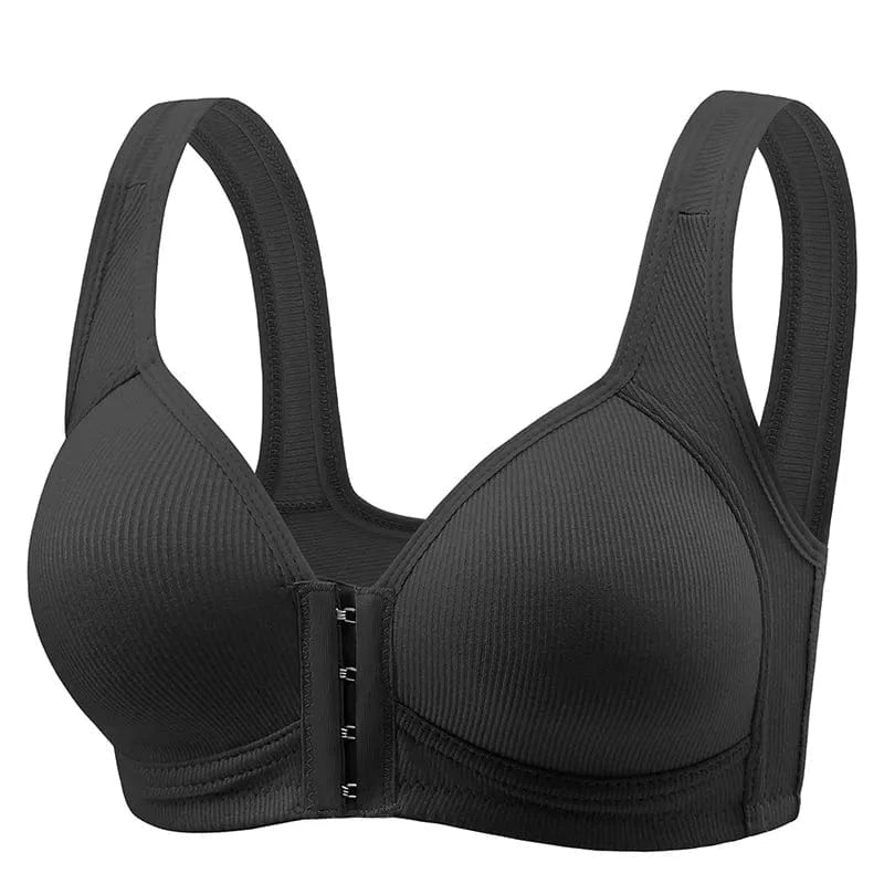 Women's Bra Pure Cotton Front Button Bra Anti Sagging No Steel Ring Comfortable Fabric Middle-aged Elderly Mothers' Underwear - A-1 Thread Vault
