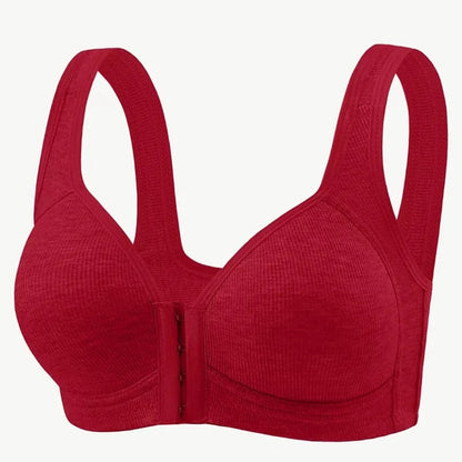 Women's Bra Pure Cotton Front Button Bra Anti Sagging No Steel Ring Comfortable Fabric Middle-aged Elderly Mothers' Underwear - A-1 Thread Vault