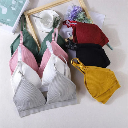 Women's Bras Cotton Brassiere Soft Intimates Solid Color Push Up Bra For Casual Everyday Wear Undergarments - A-1 Thread Vault