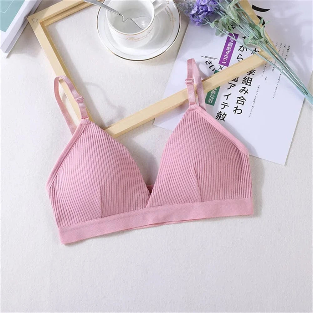 Women's Bras Cotton Brassiere Soft Intimates Solid Color Push Up Bra For Casual Everyday Wear Undergarments - A-1 Thread Vault