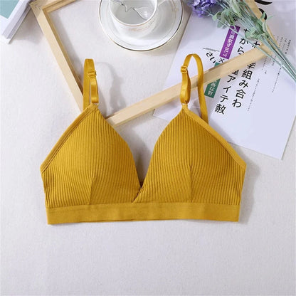 Women's Bras Cotton Brassiere Soft Intimates Solid Color Push Up Bra For Casual Everyday Wear Undergarments - A-1 Thread Vault