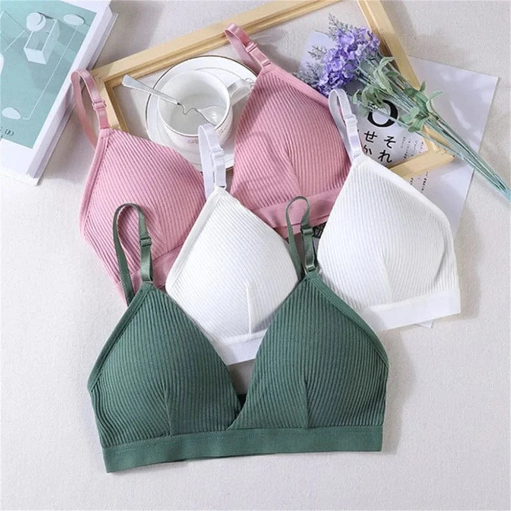 Women's Bras Cotton Brassiere Soft Intimates Solid Color Push Up Bra For Casual Everyday Wear Undergarments - A-1 Thread Vault