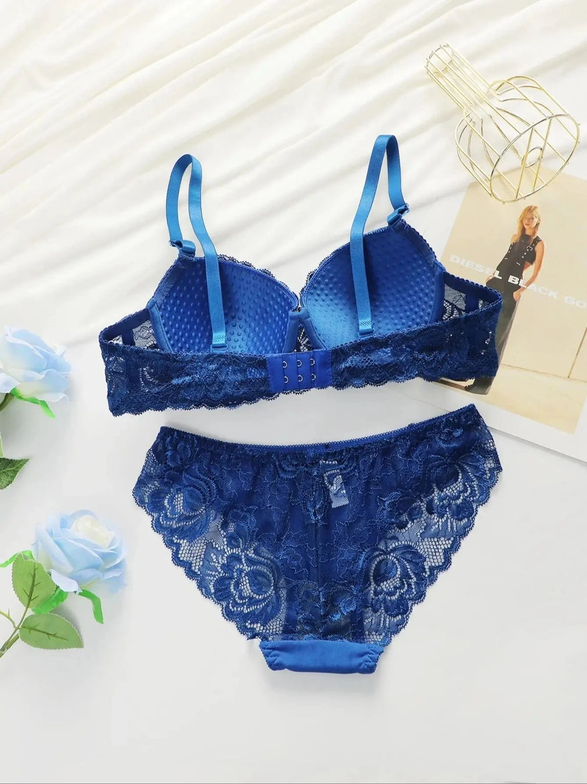 Women's Bras Set Sexy Beauty Back Tops Lace Push Up Bra and Panty Sets Underwire Lingerie Set Solid Padded Intimates Underwear - A-1 Thread Vault