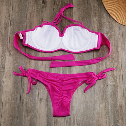 Women's Brazilian Push Up Bikini Set Wrinkled Swimsuit Biquini Beach Swimwear Bathing Suit Maillot De Bain bikini size S to xxl - A-1 Thread Vault