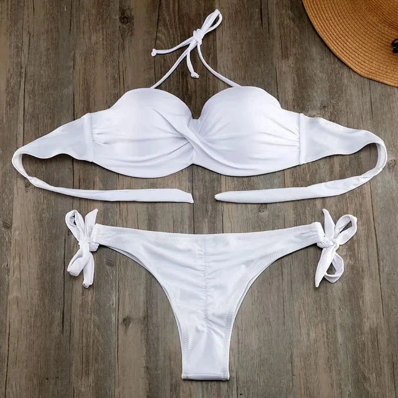 Women's Brazilian Push Up Bikini Set Wrinkled Swimsuit Biquini Beach Swimwear Bathing Suit Maillot De Bain bikini size S to xxl - A-1 Thread Vault