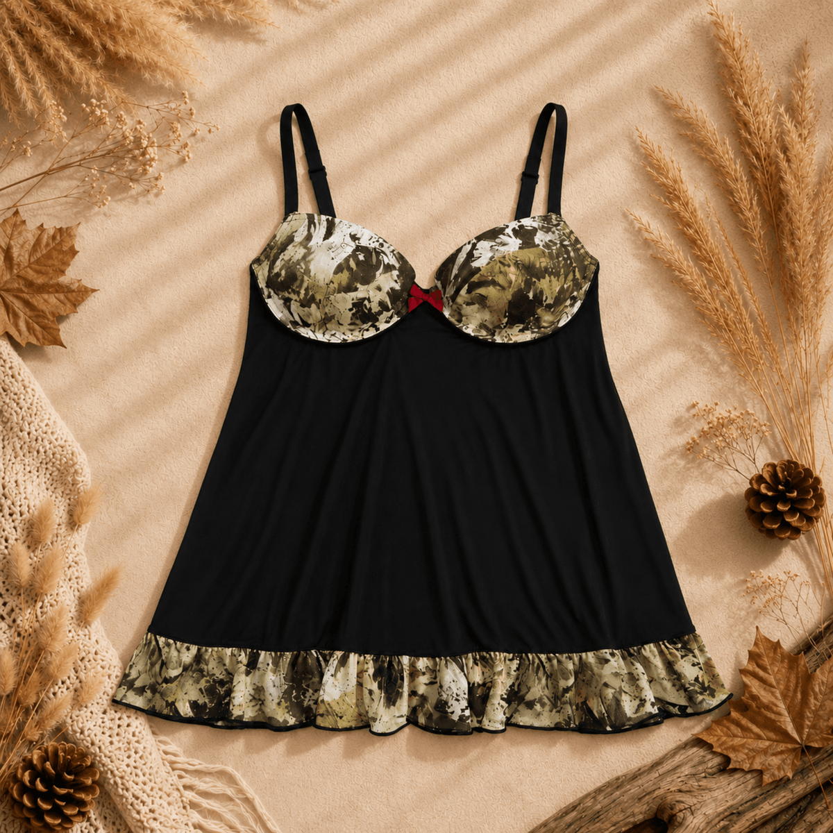 Women's Camo Babydoll Lingerie Set - King's Camo Hunting - Wilderness Dreams - A-1 Thread Vault