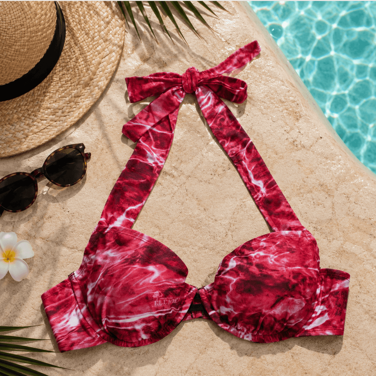 Women's Camo Bikini Halter Top - Red Navy Hunting Swimwear - Wilderness Dreams - A-1 Thread Vault