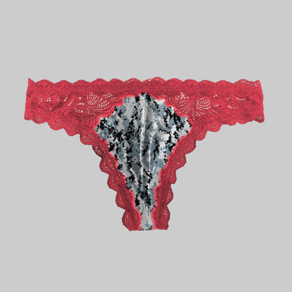Women's Camo Lace Thong - Envision Red Hunting Underwear - Wilderness Dreams - A-1 Thread Vault