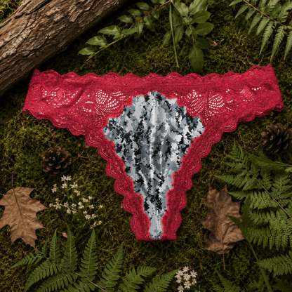 Women's Camo Lace Thong - Envision Red Hunting Underwear - Wilderness Dreams - A-1 Thread Vault
