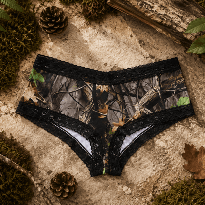 Women's Camo Stretch Boyshort - WoodLand Hunting Underwear - Wilderness Dreams - A-1 Thread Vault