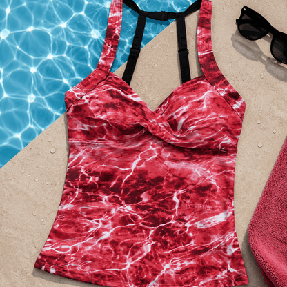 Women's Camo Tankini Swimsuit - Anemone Black Hunting Swimwear - Wilderness Dreams - A-1 Thread Vault