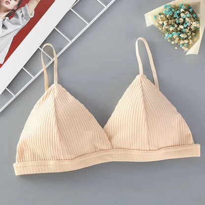 Women's Cotton Push-Up Bralette Solid Color Bras Seamless Wire-Free Brassiere Sexy Lingerie Simple Underwear for Female Girls - A-1 Thread Vault