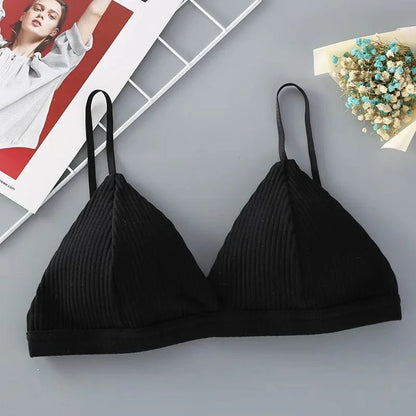 Women's Cotton Push-Up Bralette Solid Color Bras Seamless Wire-Free Brassiere Sexy Lingerie Simple Underwear for Female Girls - A-1 Thread Vault