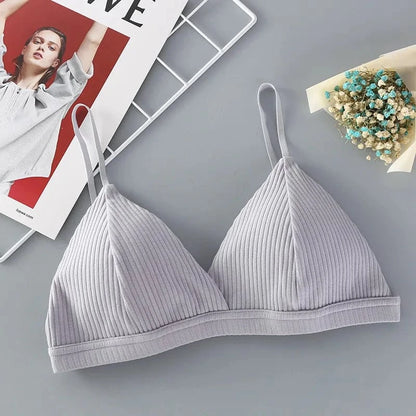 Women's Cotton Push-Up Bralette Solid Color Bras Seamless Wire-Free Brassiere Sexy Lingerie Simple Underwear for Female Girls - A-1 Thread Vault