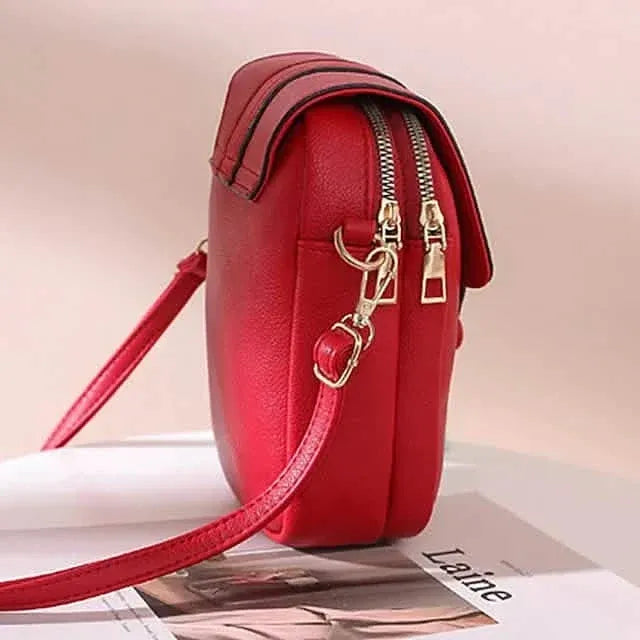 Women's Crossbody Leather Solid Color Plain Bag Wallet - A-1 Thread Vault