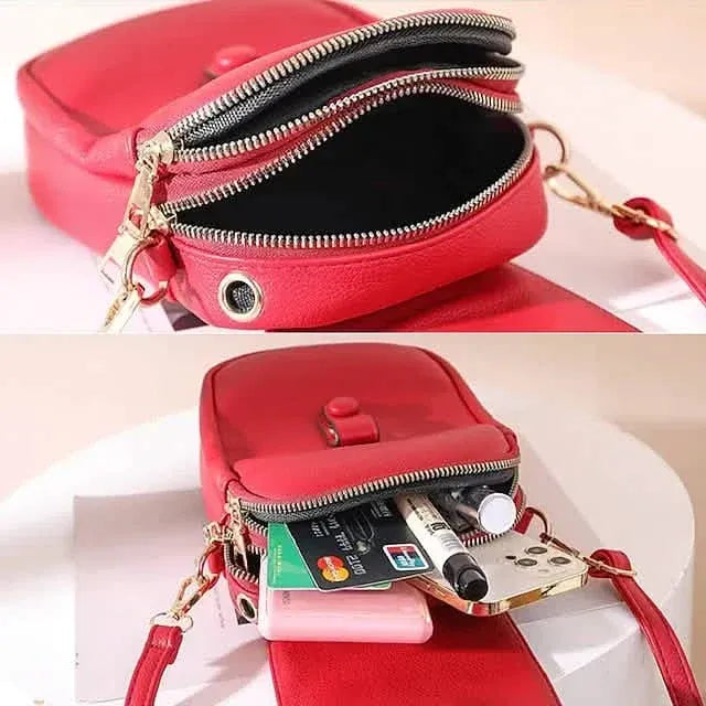 Women's Crossbody Leather Solid Color Plain Bag Wallet - A-1 Thread Vault