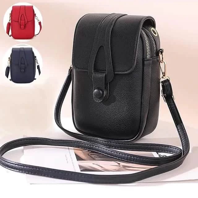 Women's Crossbody Leather Solid Color Plain Bag Wallet - A-1 Thread Vault