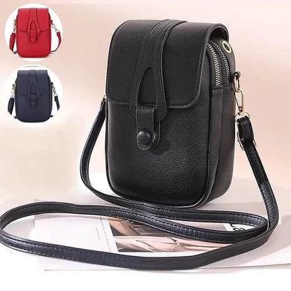 Women's Crossbody Leather Solid Color Plain Bag Wallet - A-1 Thread Vault