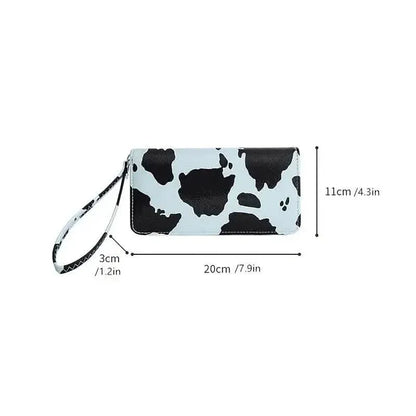 Women's Cute Versatile Faux Leather Cow Print Long Wallet - A-1 Thread Vault