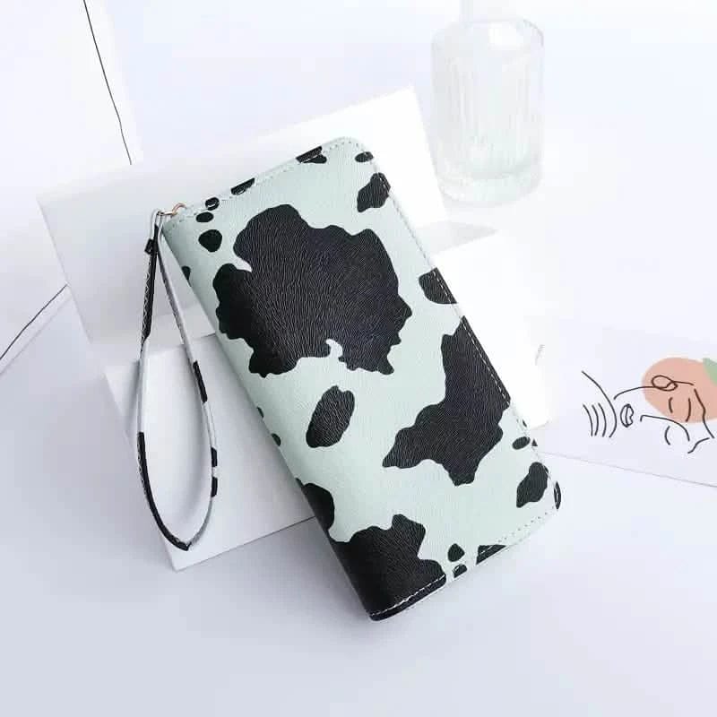 Women's Cute Versatile Faux Leather Cow Print Long Wallet - A-1 Thread Vault