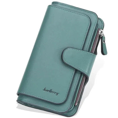 Women's Fashion Faux Leather Wallet with Card Slots & ID Window - A-1 Thread Vault