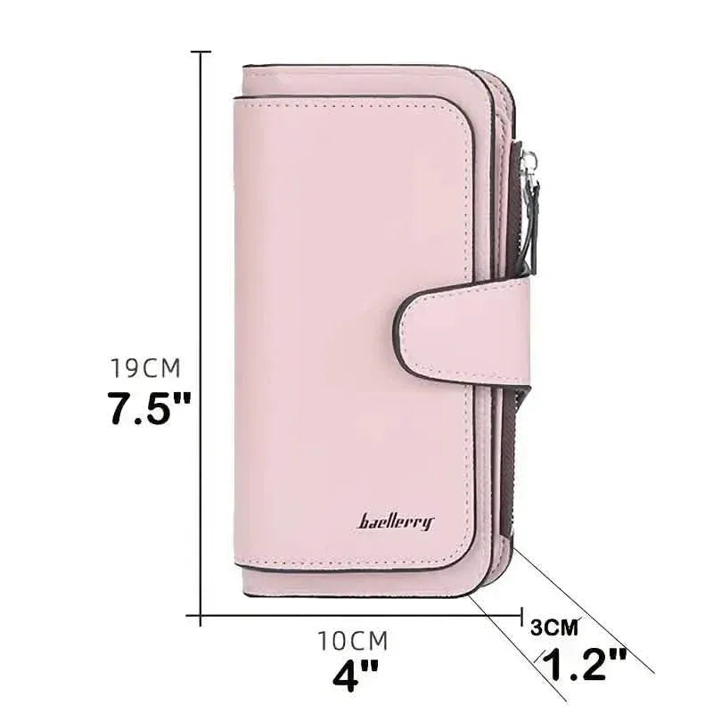 Women's Fashion Faux Leather Wallet with Card Slots & ID Window - A-1 Thread Vault
