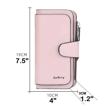 Women's Fashion Faux Leather Wallet with Card Slots & ID Window - A-1 Thread Vault