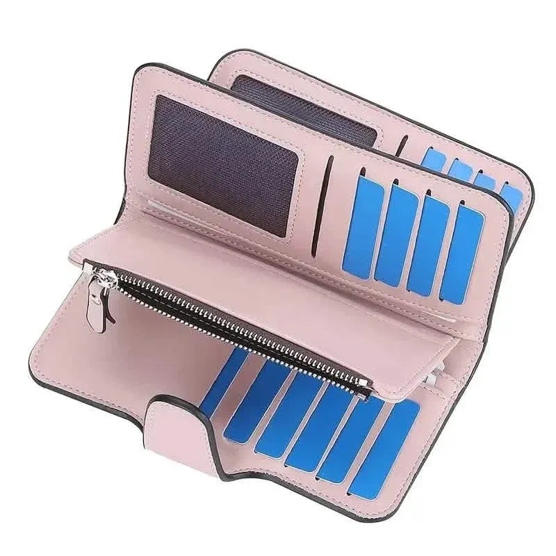 Women's Fashion Faux Leather Wallet with Card Slots & ID Window - A-1 Thread Vault