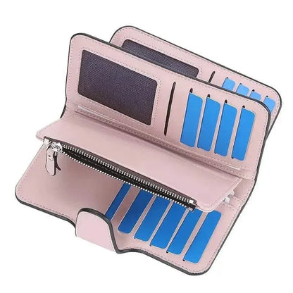 Women's Fashion Faux Leather Wallet with Card Slots & ID Window - A-1 Thread Vault