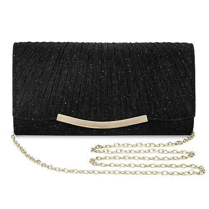 Women's Glitter Pleated Evening Clutch(MAC428) - A-1 Thread Vault