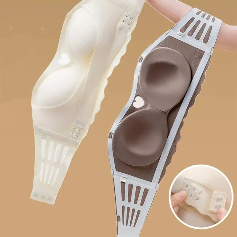 Women's Invisible Strapless Bra Front Buckle Design Anti-Slip Small Chest Gathering Markless All-match Beautiful Underwear - A-1 Thread Vault