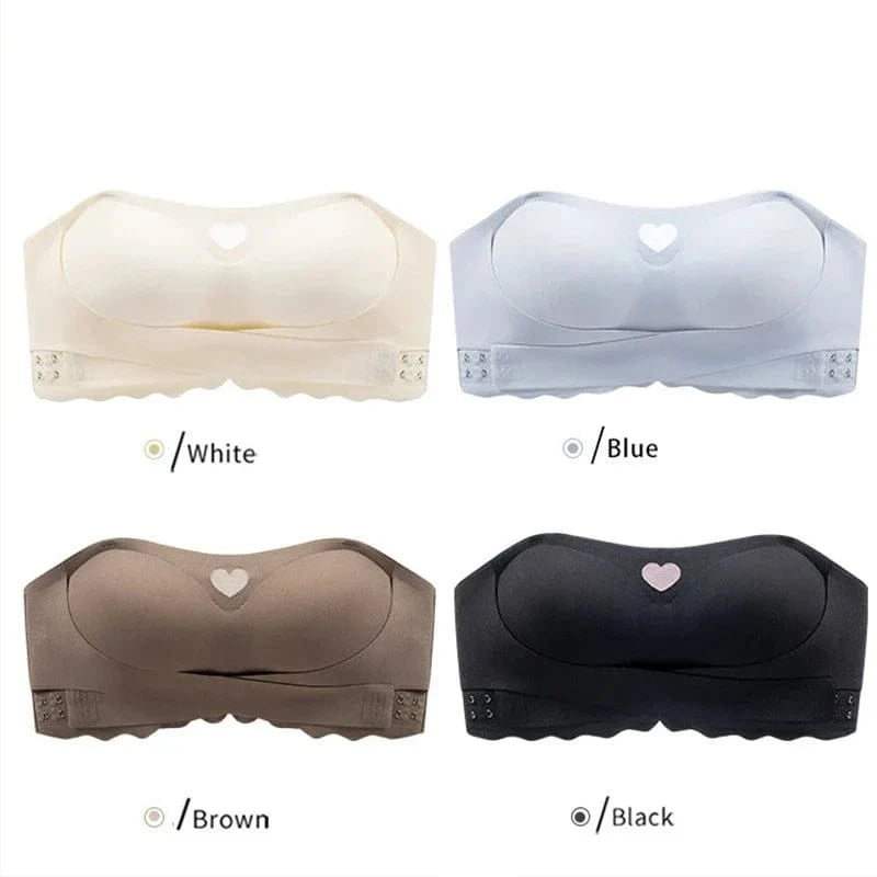 Women's Invisible Strapless Bra Front Buckle Design Anti-Slip Small Chest Gathering Markless All-match Beautiful Underwear - A-1 Thread Vault