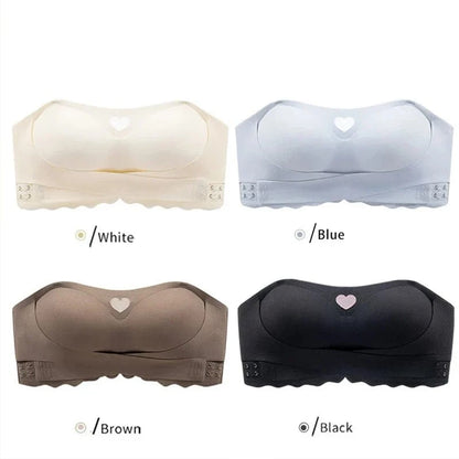 Women's Invisible Strapless Bra Front Buckle Design Anti-Slip Small Chest Gathering Markless All-match Beautiful Underwear - A-1 Thread Vault