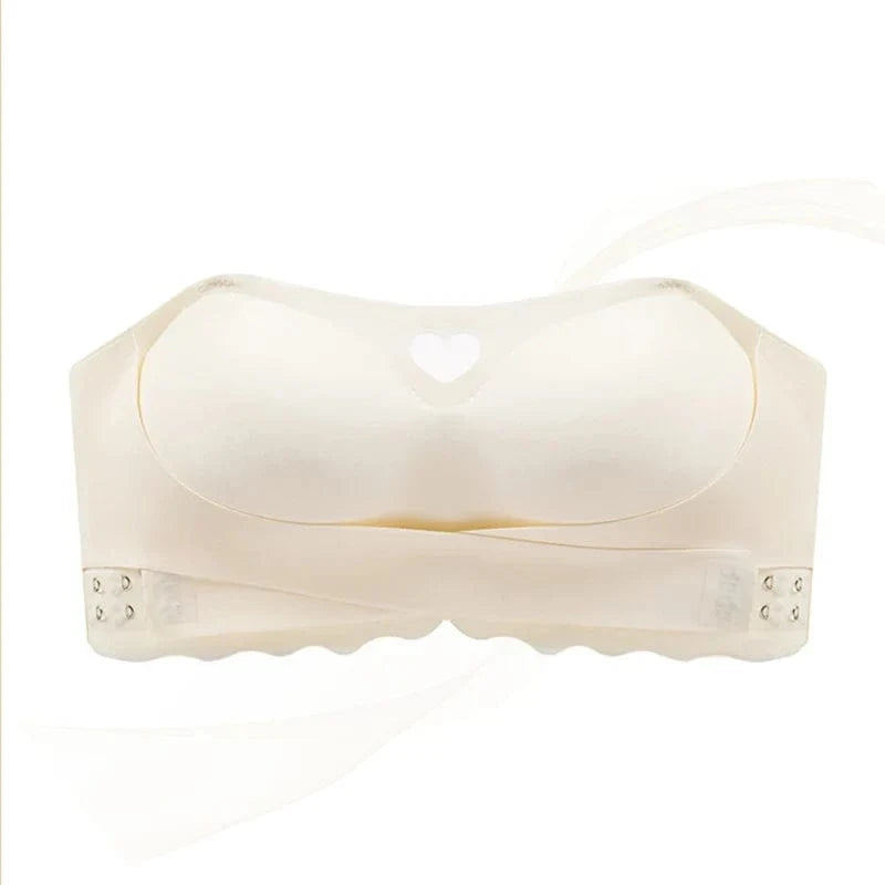 Women's Invisible Strapless Bra Front Buckle Design Anti-Slip Small Chest Gathering Markless All-match Beautiful Underwear - A-1 Thread Vault
