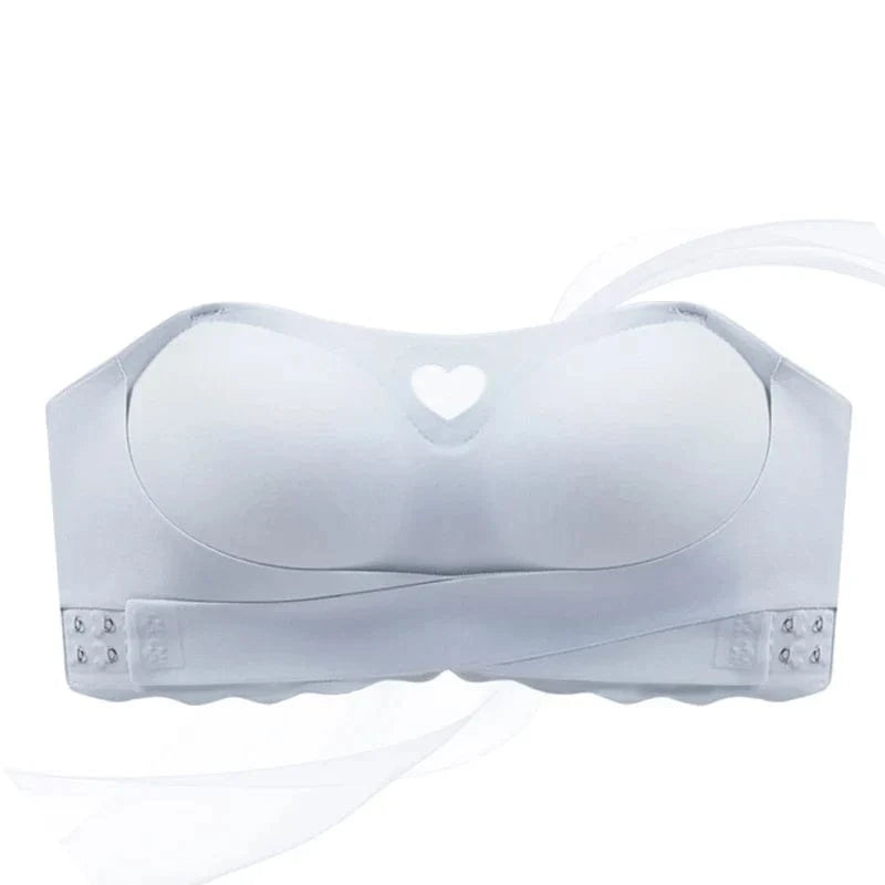 Women's Invisible Strapless Bra Front Buckle Design Anti-Slip Small Chest Gathering Markless All-match Beautiful Underwear - A-1 Thread Vault