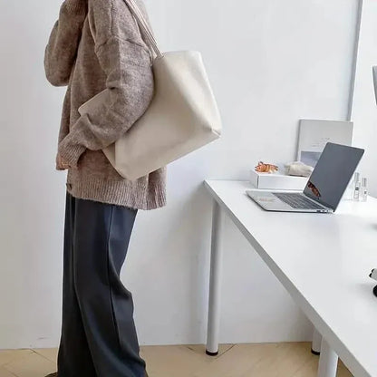Women's Large Totes PU Leather Shoulder Bag Soft Purse Hobo Handbag Casual Top Handle Bag For Travel Work - A-1 Thread Vault