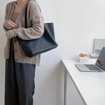 Women's Large Totes PU Leather Shoulder Bag Soft Purse Hobo Handbag Casual Top Handle Bag For Travel Work - A-1 Thread Vault