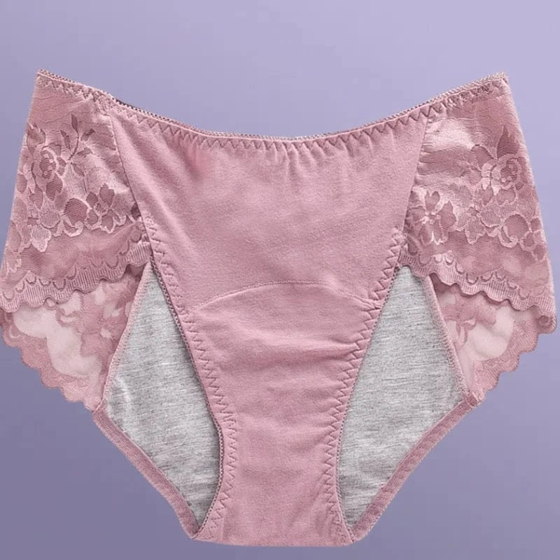 Women's Leak Proof Menstrual Panties lace Breathable SexysWaterproof Mid Waist Physiological Period Seamless Underwear - A-1 Thread Vault