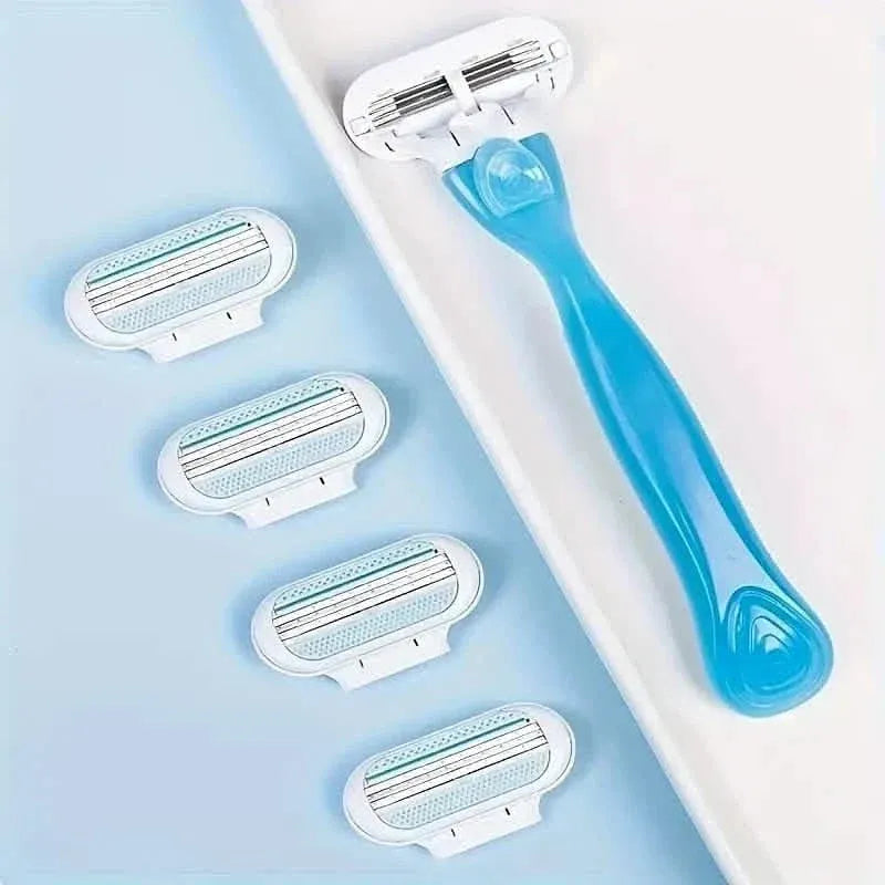 Women's Manual Hair Removal Tool, 1 Handle + 8 Blades, 3-layer Stainless Steel Blades, Non Slip Handle - A-1 Thread Vault
