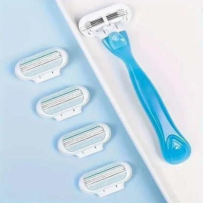 Women's Manual Hair Removal Tool, 1 Handle + 8 Blades, 3-layer Stainless Steel Blades, Non Slip Handle - A-1 Thread Vault