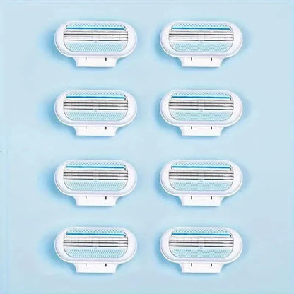 Women's Manual Hair Removal Tool, 1 Handle + 8 Blades, 3-layer Stainless Steel Blades, Non Slip Handle - A-1 Thread Vault