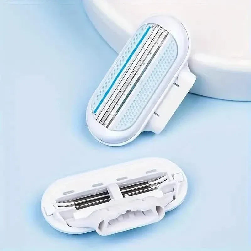 Women's Manual Hair Removal Tool, 1 Handle + 8 Blades, 3-layer Stainless Steel Blades, Non Slip Handle - A-1 Thread Vault