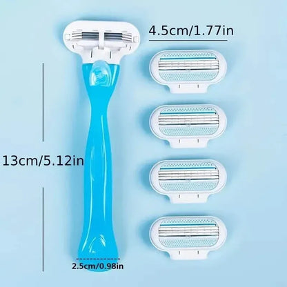 Women's Manual Hair Removal Tool, 1 Handle + 8 Blades, 3-layer Stainless Steel Blades, Non Slip Handle - A-1 Thread Vault