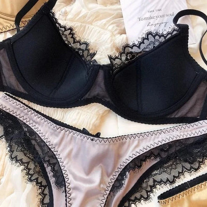 Women'S New Sexy Underwear Night Push Up Gathered Mesh Lace Erotic Sexy Home Bra Set Home Outfits - A-1 Thread Vault