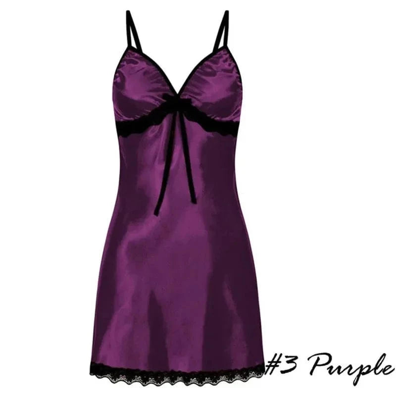 Women's Nightgown Sexy Sleepwear Silk Satin Nightwear Slip Dress Sleeveless Pajamas Sleepwear Plus Size Nightwear Comfortable - A-1 Thread Vault