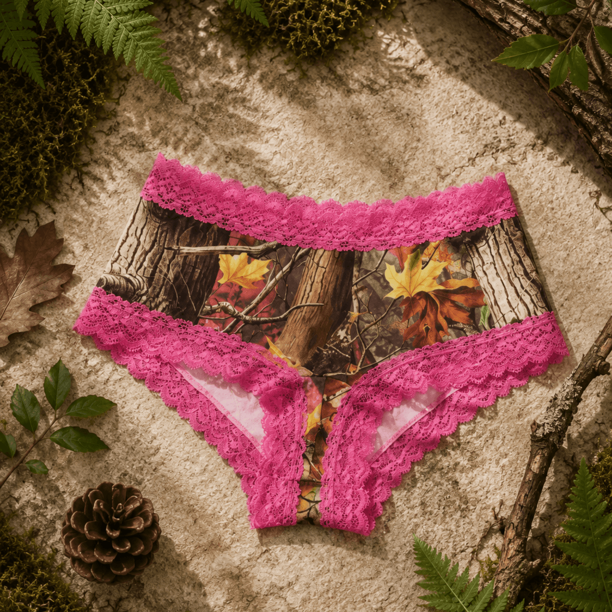 Women's Pink Camo Stretch Boyshort - PinkWoods Hunting Underwear - Wilderness Dreams - A-1 Thread Vault