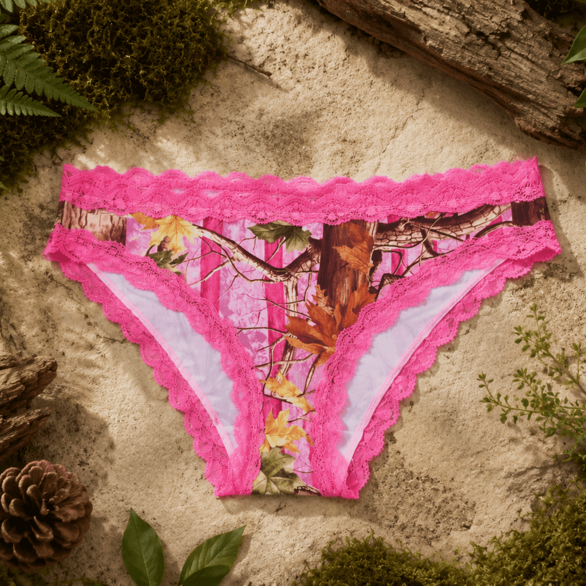 Women's Pink Camo Stretch Panty - PinkWoods Hunting Underwear - Wilderness Dreams - A-1 Thread Vault