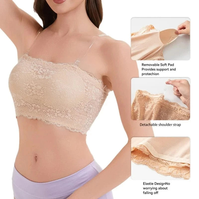 Women's Plus Size Body Shaping Underwear Strapless Sexy Lace Bra Comfortable Breathable Sports Bra - A-1 Thread Vault