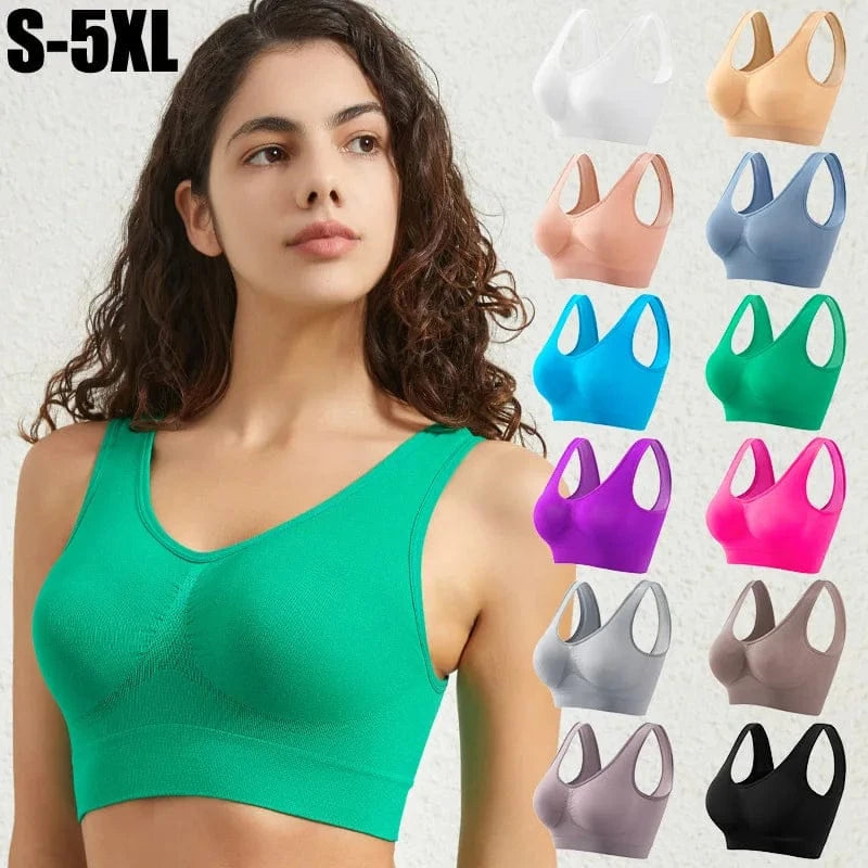 Women's S-5XL Seamless Bra Push-Up Sports Bra Non-wire Crop Tops Solid Color Sexy Lingerie No Pads Breathable Female Brassiere - A-1 Thread Vault